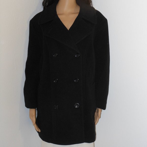 CROFT & BARROW BLACK PEA COAT SIZE 2X - Picture 3 of 6